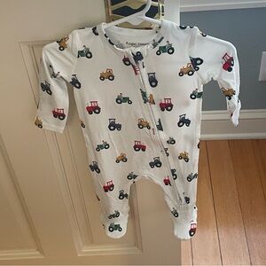 NWT Angel Dear Bamboo Tractor Print Footie Pajama 0-3M